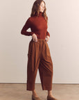 Amente Pleated Drawstring Pants in Red Bean