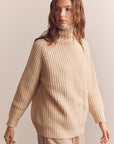 Wool Turtleneck Waffle Sweater: Cream