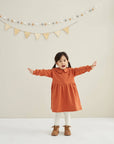 Norsu Toddler Fleece Collar Sweatshirt Dress in Rust