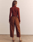 Amente Pleated Drawstring Pants in Red Bean