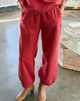 Le Bon Shoppe French Terry Balloon Pants in Coral Red