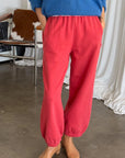 Le Bon Shoppe French Terry Balloon Pants in Coral Red