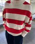 Le Bon Shoppe Zoe Cotton Sweater in Red Stripe