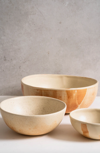 Caramel Stoneware Nesting Bowl Set