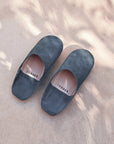 Yonder Suede Babouche Slippers in Denim Blue