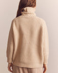 Wool Turtleneck Waffle Sweater: Cream