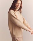 Wool Turtleneck Waffle Sweater: Cream