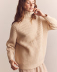 Wool Turtleneck Waffle Sweater: Cream