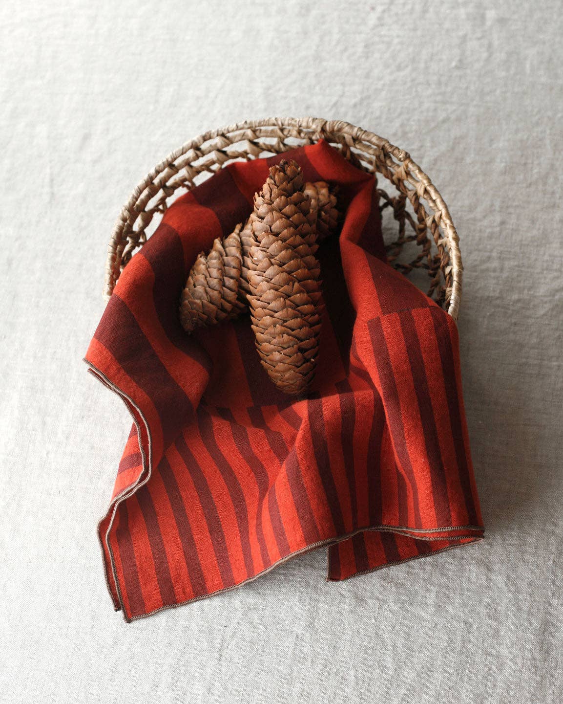 Striped Tea Towel in Ruby