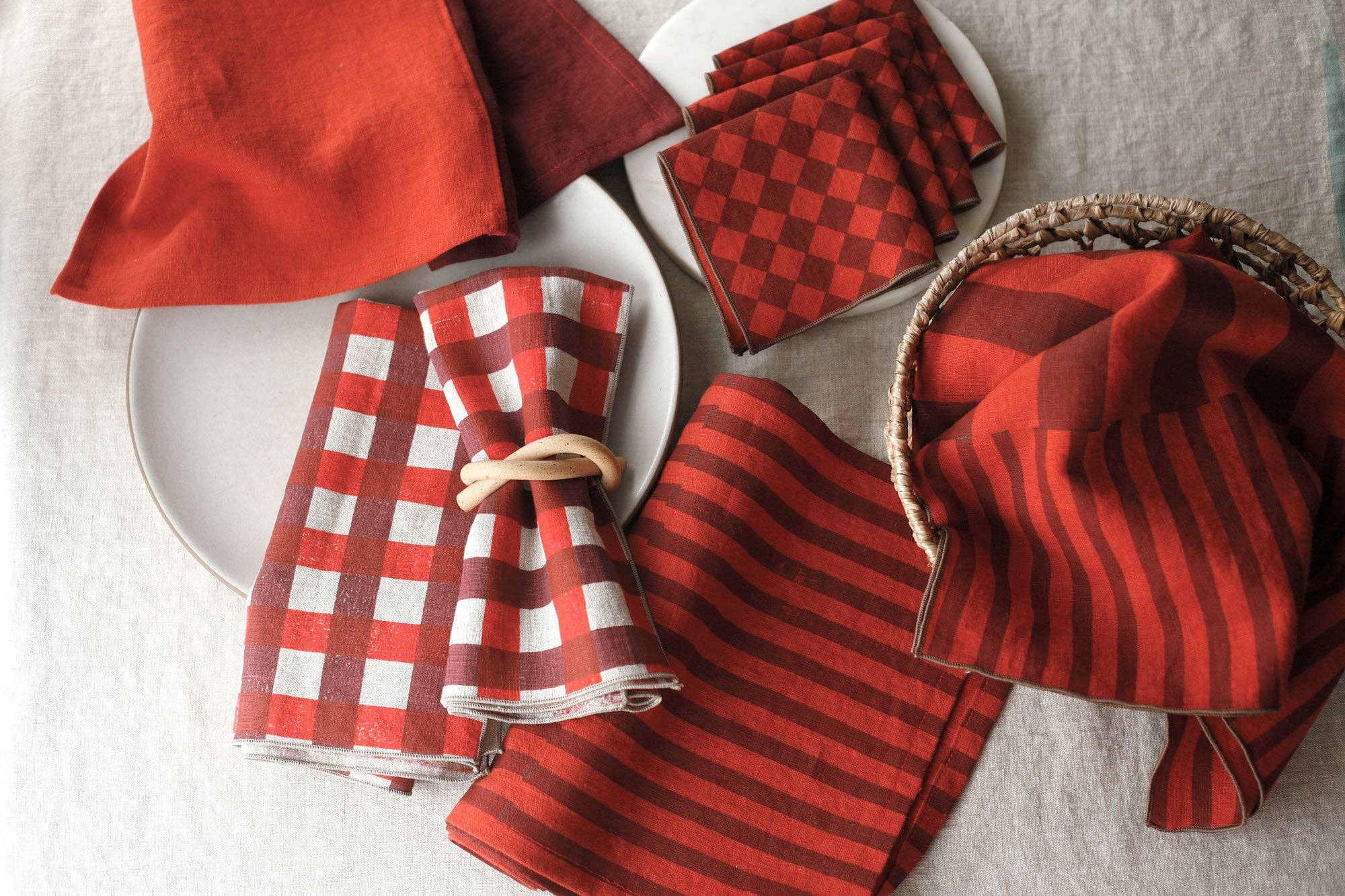 Striped Tea Towel in Ruby