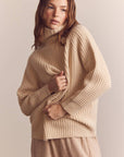 Wool Turtleneck Waffle Sweater: Cream