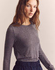 Wool Blend Lightweight Knit Top: Heather Grey