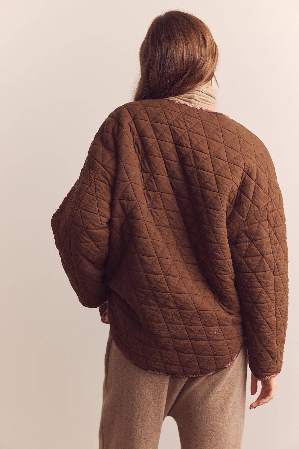 Shepherd reversible cardigan: Oatmeal/Brown / Solid