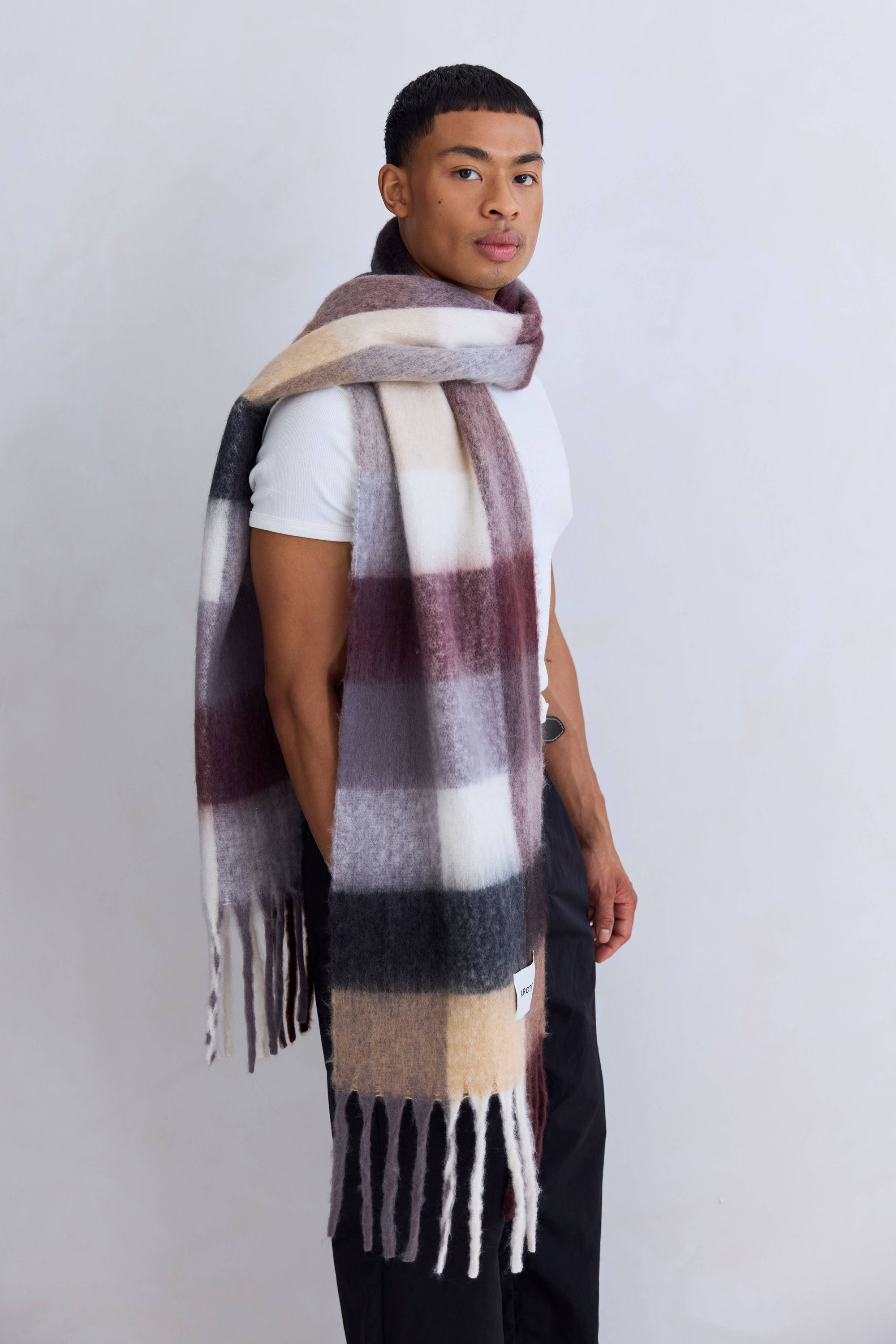 Arctic Fox Reykjavik Scarf in Plum Check