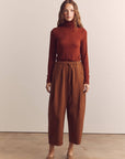 Amente Pleated Drawstring Pants in Red Bean