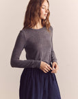 Wool Blend Lightweight Knit Top: Heather Grey