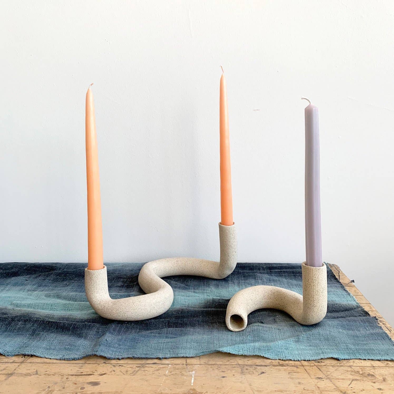 Janelle Gramling Wavy Ceramic Candlestick Holder - Large