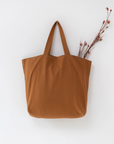 Oversized Linen Tote - Chestnut