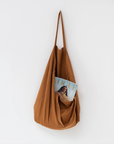 Oversized Linen Tote - Chestnut